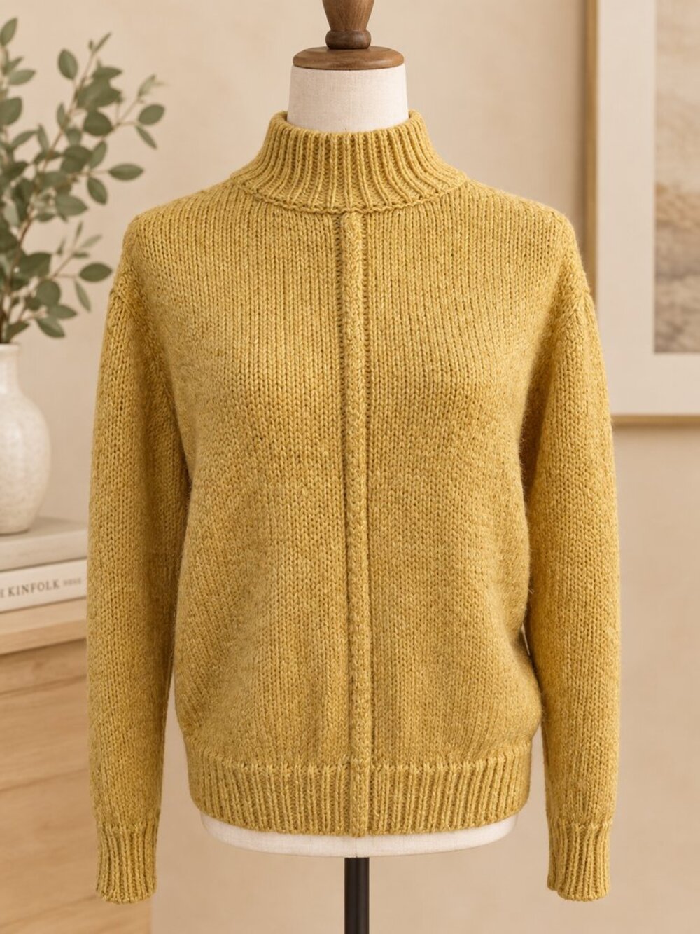 philosophy Mustard Yellow Chunky Knit Mock Neck Cozy Warm Sweater Cottagecore